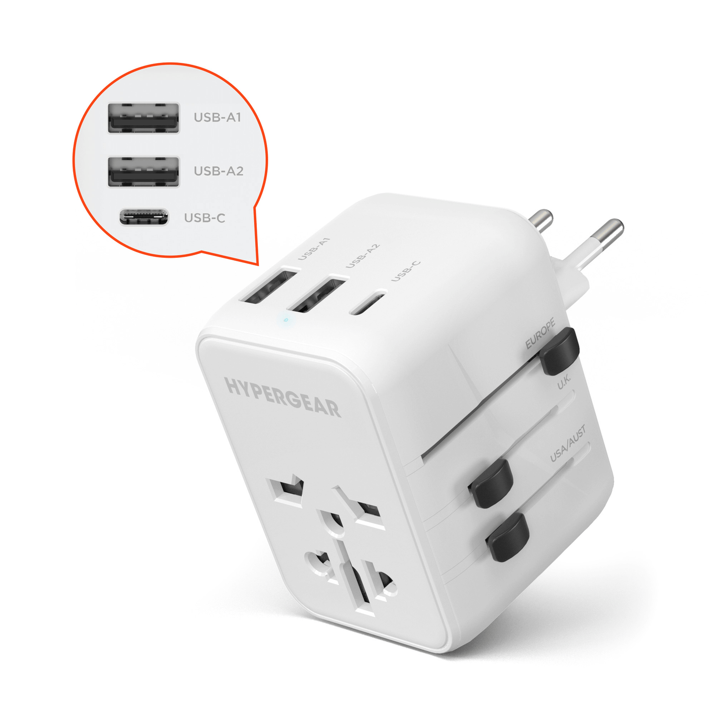 WorldCharge Universal Travel Adapter with USB-C