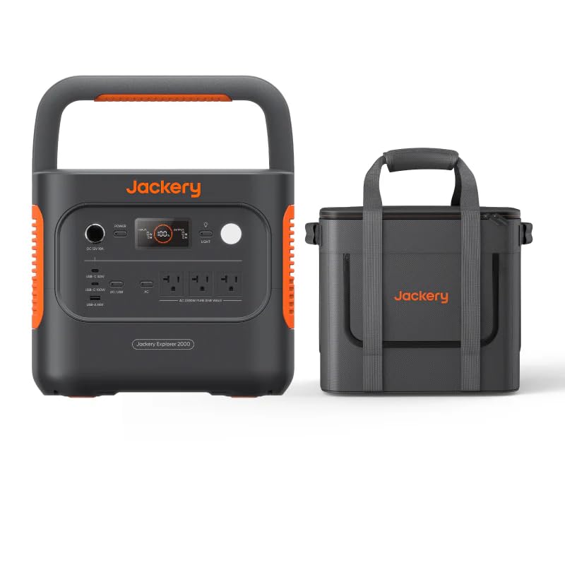Jackery Solar Generator 2000 v2 with 2x200W Solar Panels, 2042Wh/2200W LiFePo4 Portable Power Station, 20ms UPS Home Backup, USB-C PD 100W Fast Charging for Power Outages, Emergencies, Camping & RVing