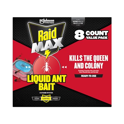 Raid Max Liquid Ant Bat; Kills Ants Where They Breed, For Indoor and Outdoor Use; 8 Bait Stations