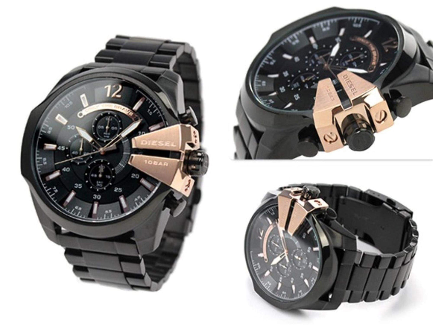 Diesel Mega Chief Stainless Steel Men's Watch with Analog or Digital Movement