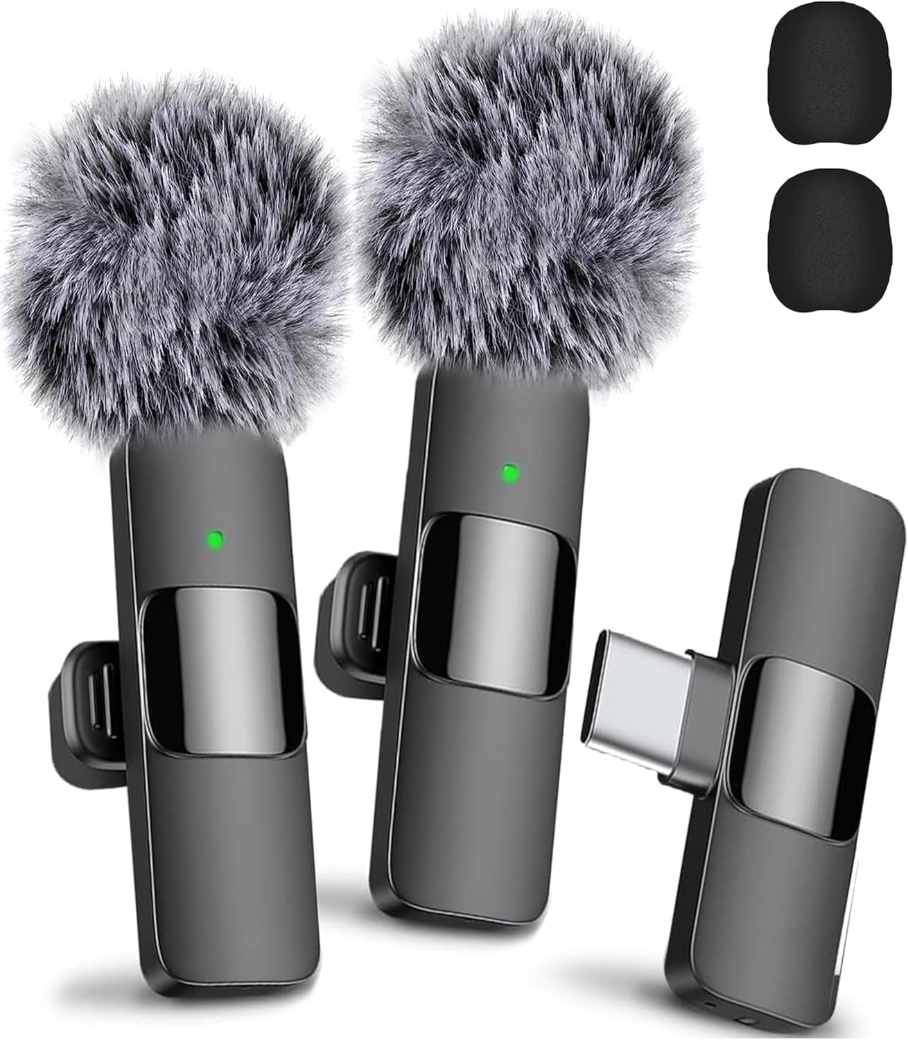 Mini Mic Pro (Newest Model), Wireless Microphone for iPhone, iPad, Android, Lavalier Microphone for Video Recording - 2 Pack iPhone Mic Crystal Clear Recording with USB-C for Podcast Microphone, ASMR