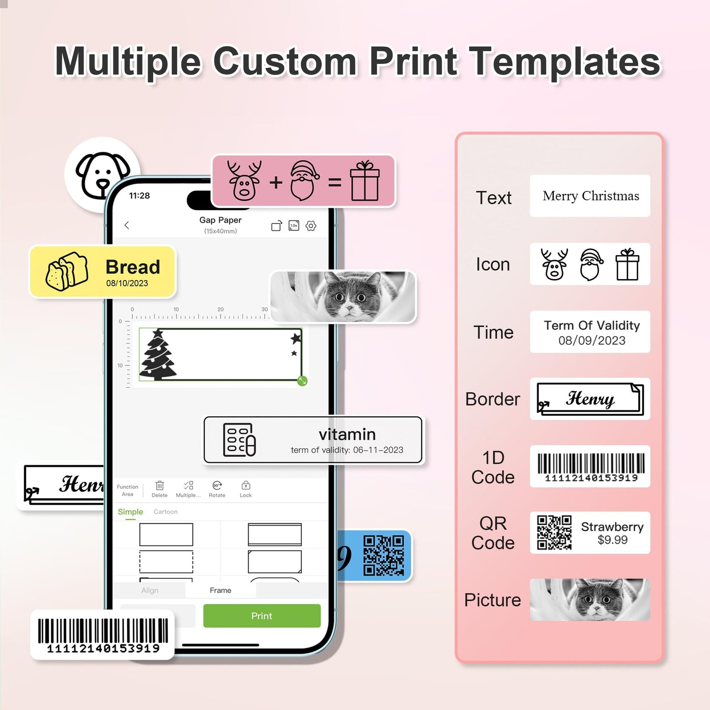 Nelko Label Maker Machine with Tape, P21 Bluetooth Label Printer, Wireless Mini Label Makers with Multiple Templates for Organizing Office Home, White