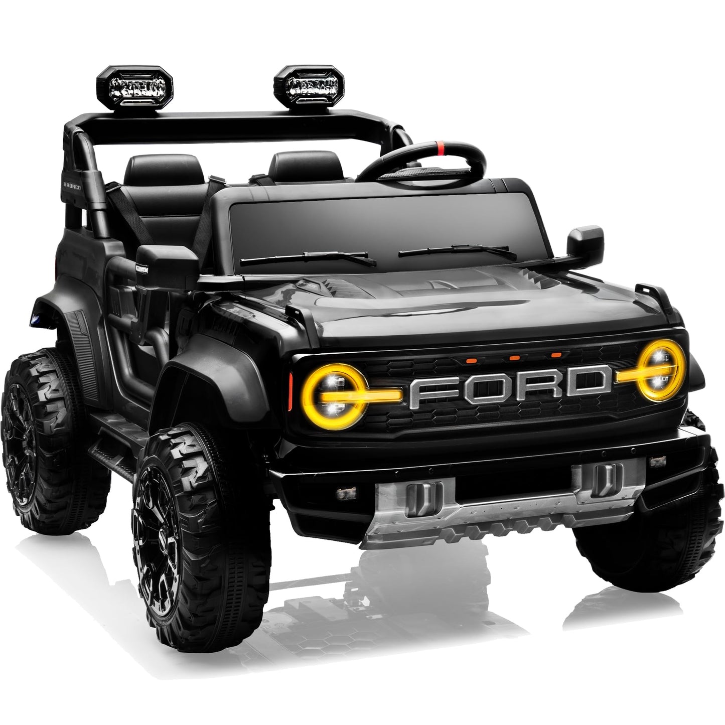 24V Ride on Toys for Big Kids, Licensed Ford Bronco Raptor Electric Car 2 Seater with Remote Control, Kids Ride on Cars w/ 2-Seater, 4.3 Mph Max Speed, Soft Start Function (24V, Black)