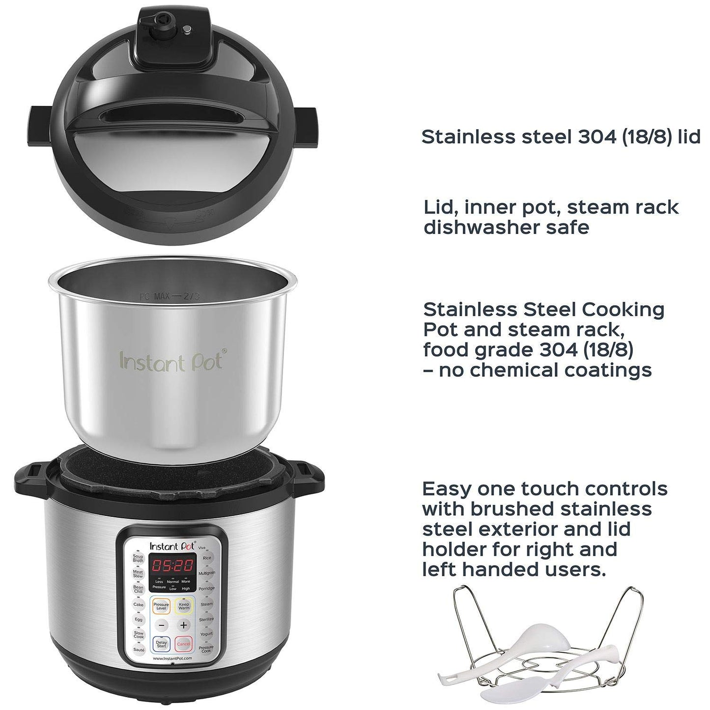 Instant Pot Duo Plus 9-in-1 Multicooker, Pressure Cooker, Slow Cook, Rice Maker, Steamer, Sauté, Yogurt, Warmer & Sterilizer, Includes App With Over 800 Recipes, Stainless Steel, 6 Quarts