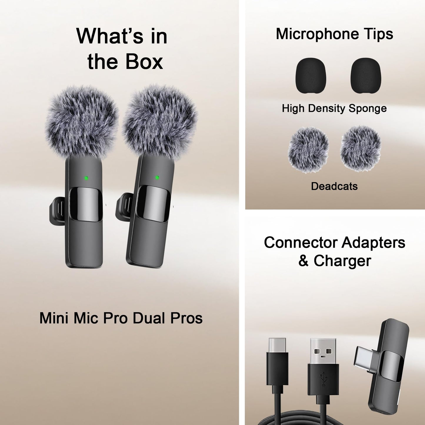 Mini Mic Pro (Newest Model), Wireless Microphone for iPhone, iPad, Android, Lavalier Microphone for Video Recording - 2 Pack iPhone Mic Crystal Clear Recording with USB-C for Podcast Microphone, ASMR
