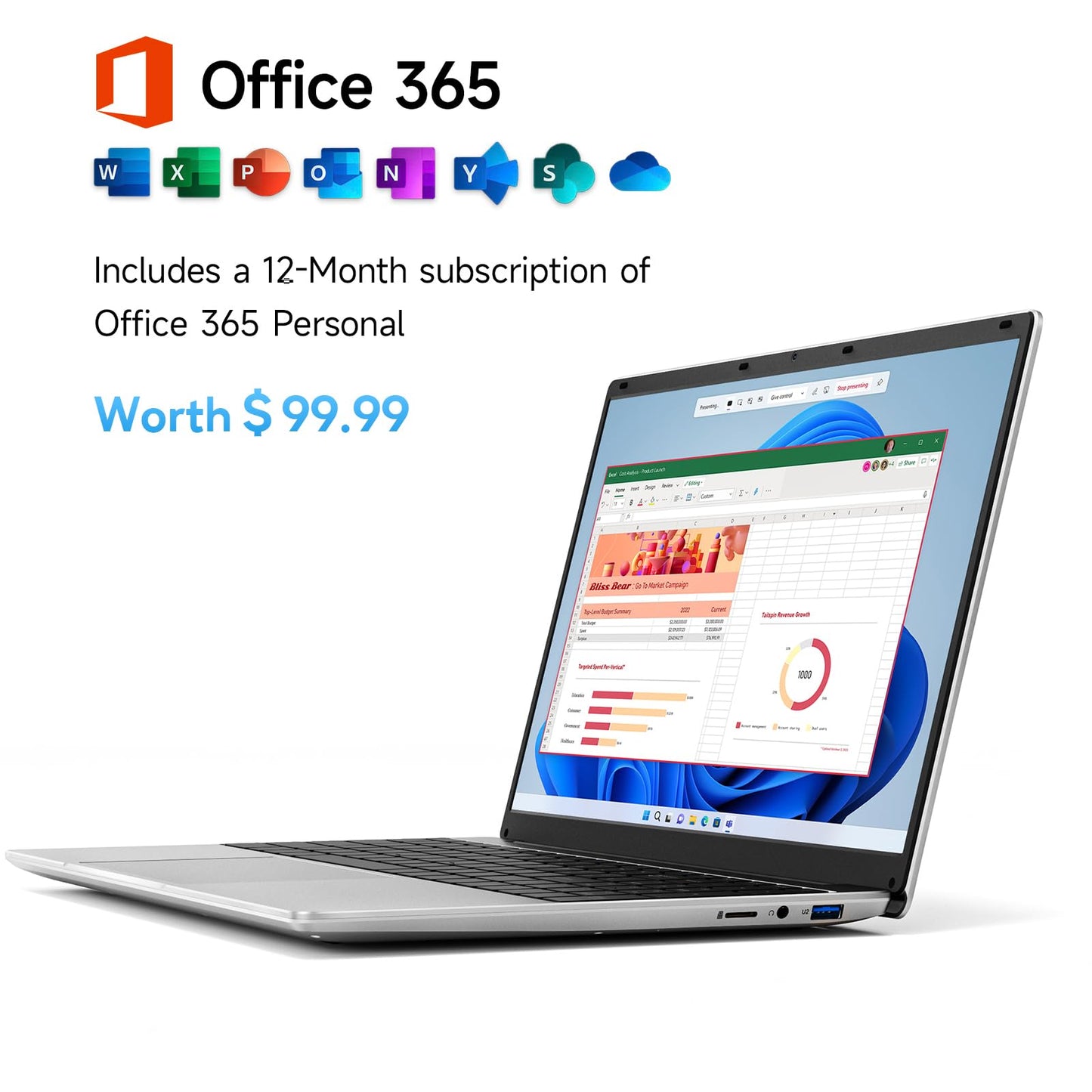 jumper Laptop, 12GB RAM 640GB Storage, 5305U Processor, Office 365-1 Year, 15.6 Inch Computer, FHD IPS Screen, 38Wh Battery, 2 Stereo Speakers, USB3.0 * 2, Type-C, WiFi-5.