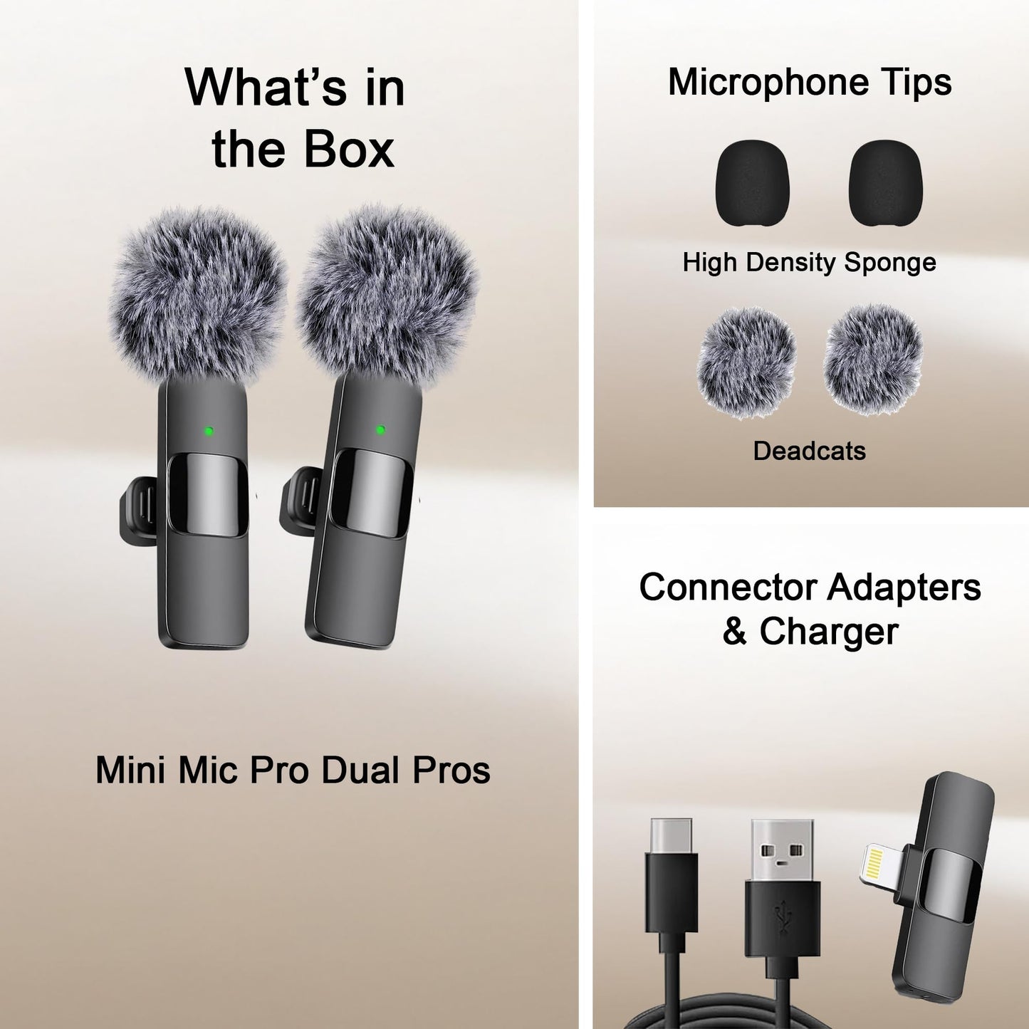 Mini Mic Pro (Newest Model), Wireless Microphone for iPhone, iPad, Android, Lavalier Microphone for Video Recording - 2 Pack iPhone Mic Crystal Clear Recording with USB-C for Podcast Microphone, ASMR
