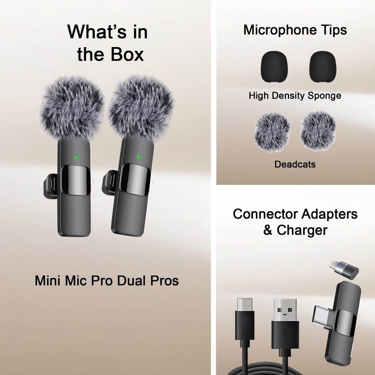 Mini Mic Pro (Newest Model), Wireless Microphone for iPhone, iPad, Android, Lavalier Microphone for Video Recording - 2 Pack iPhone Mic Crystal Clear Recording with USB-C for Podcast Microphone, ASMR