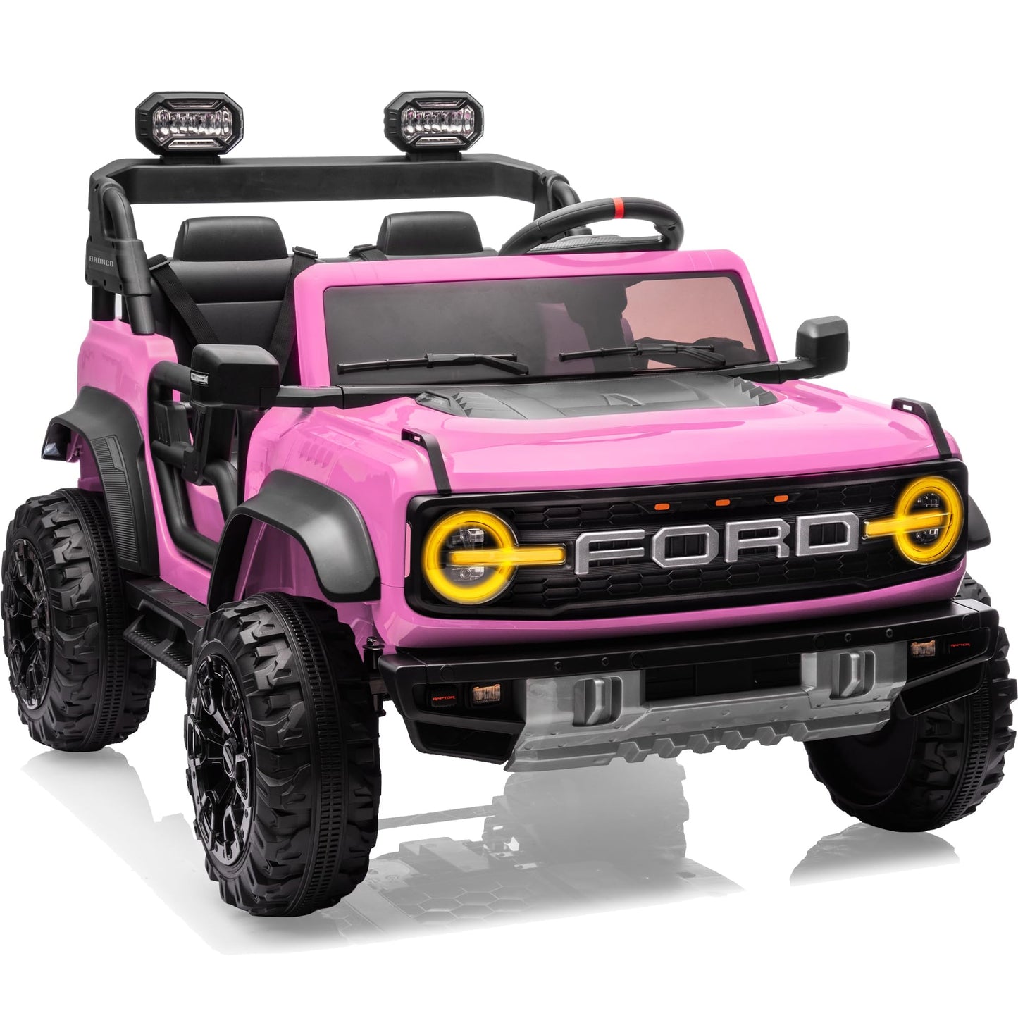 24V Ride on Toys for Big Kids, Licensed Ford Bronco Raptor Electric Car 2 Seater with Remote Control, Kids Ride on Cars w/ 2-Seater, 4.3 Mph Max Speed, Soft Start Function (24V, Black)