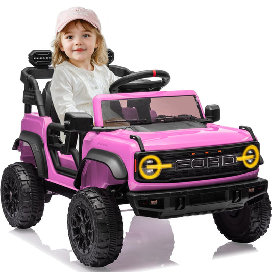 24V Ride on Toys for Big Kids, Licensed Ford Bronco Raptor Electric Car 2 Seater with Remote Control, Kids Ride on Cars w/ 2-Seater, 4.3 Mph Max Speed, Soft Start Function (24V, Black)
