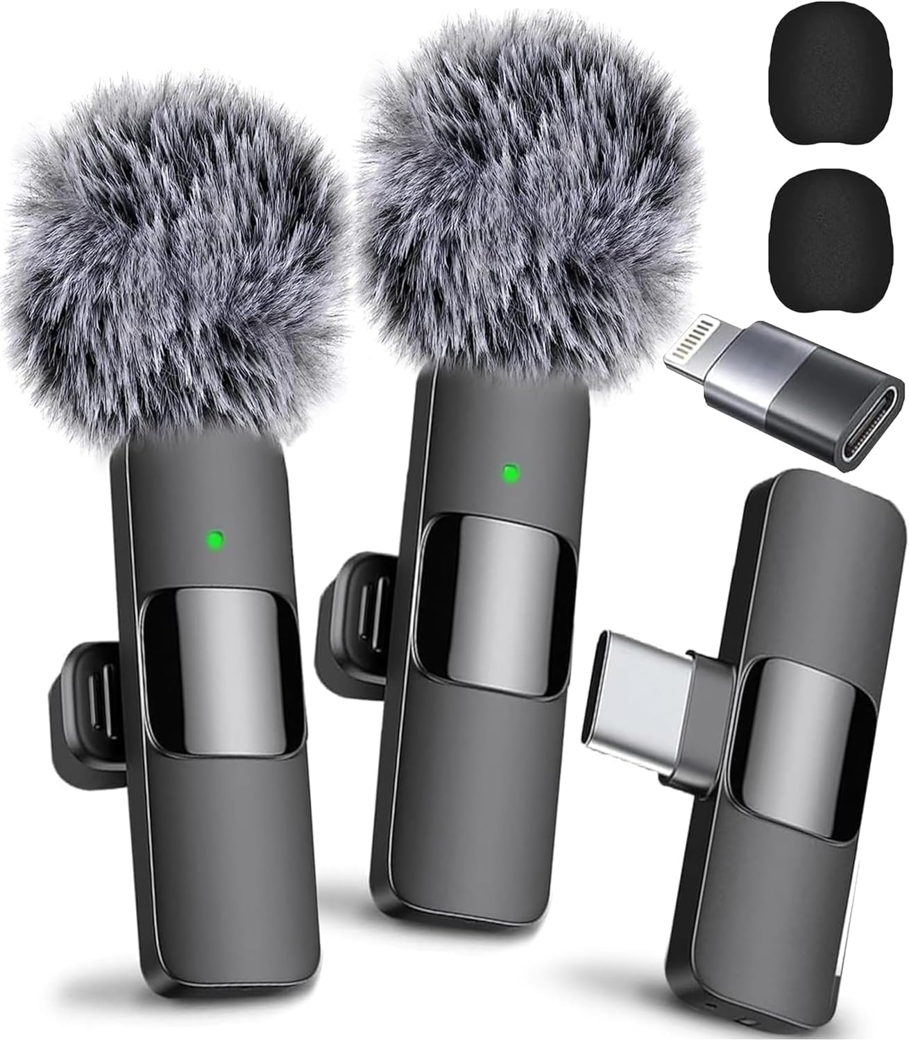 Mini Mic Pro (Newest Model), Wireless Microphone for iPhone, iPad, Android, Lavalier Microphone for Video Recording - 2 Pack iPhone Mic Crystal Clear Recording with USB-C for Podcast Microphone, ASMR