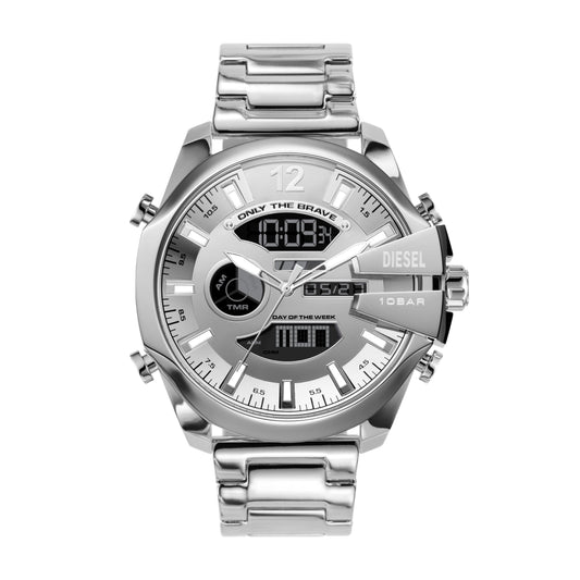 Diesel Mega Chief Stainless Steel Men's Watch with Analog or Digital Movement