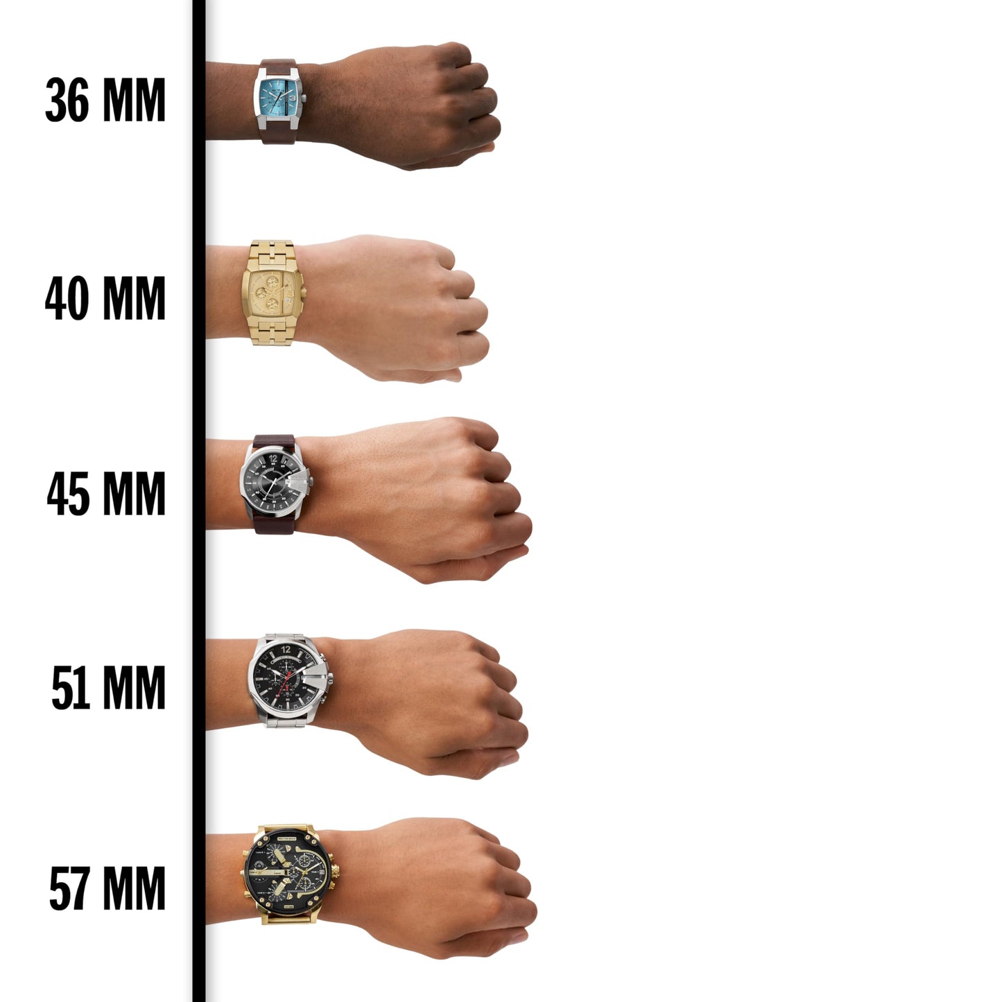 Diesel Mega Chief Stainless Steel Men's Watch with Analog or Digital Movement
