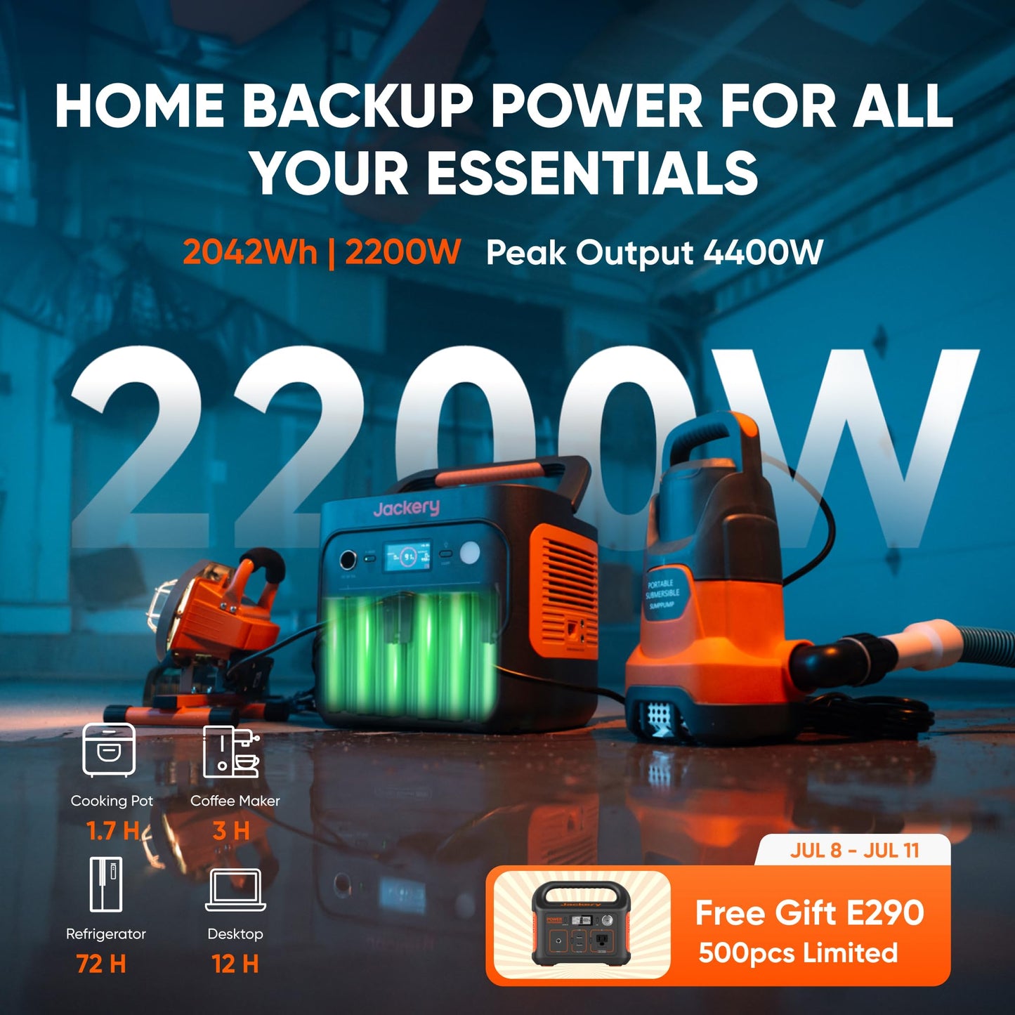 Jackery Solar Generator 2000 v2 with 2x200W Solar Panels, 2042Wh/2200W LiFePo4 Portable Power Station, 20ms UPS Home Backup, USB-C PD 100W Fast Charging for Power Outages, Emergencies, Camping & RVing