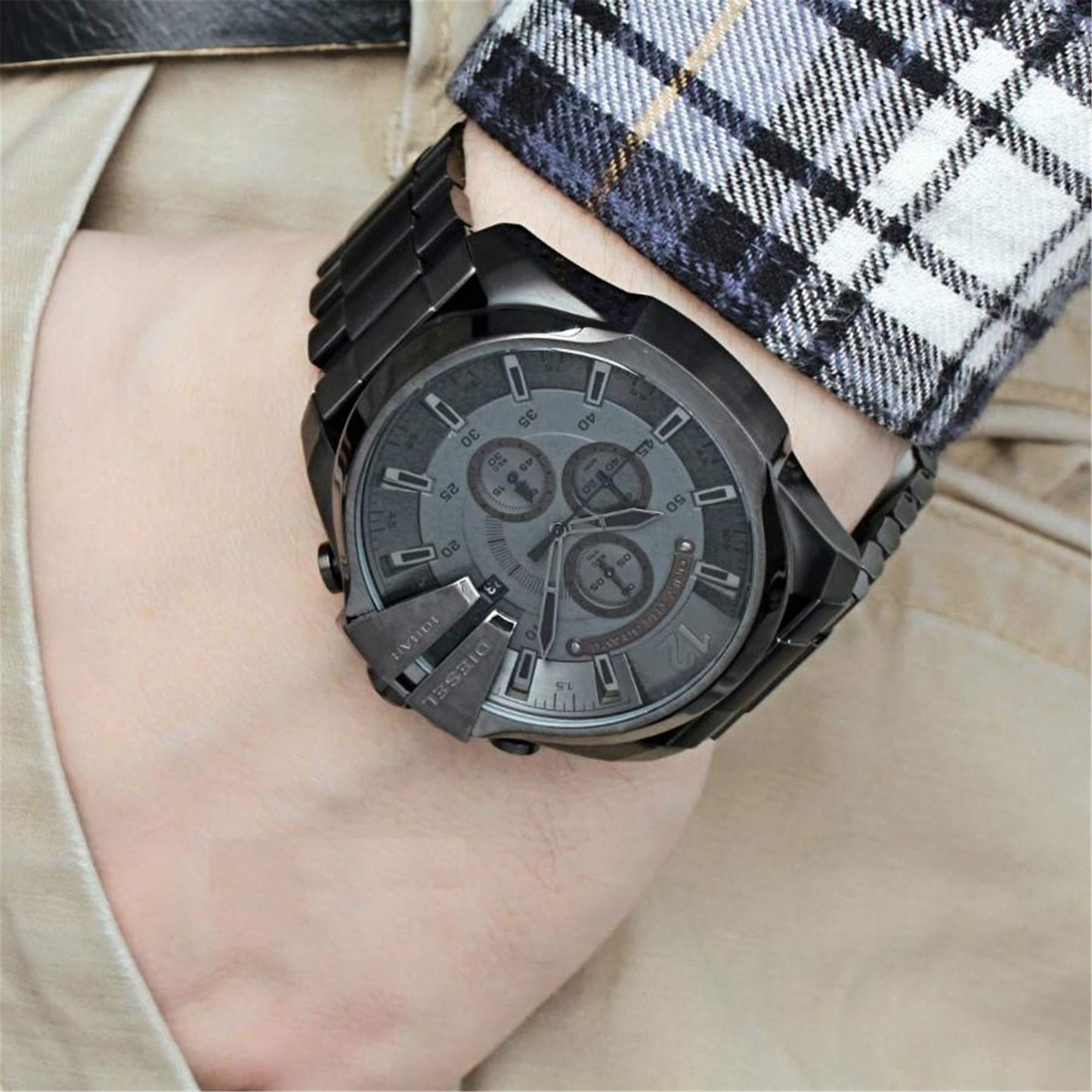 Diesel Mega Chief Stainless Steel Men's Watch with Analog or Digital Movement