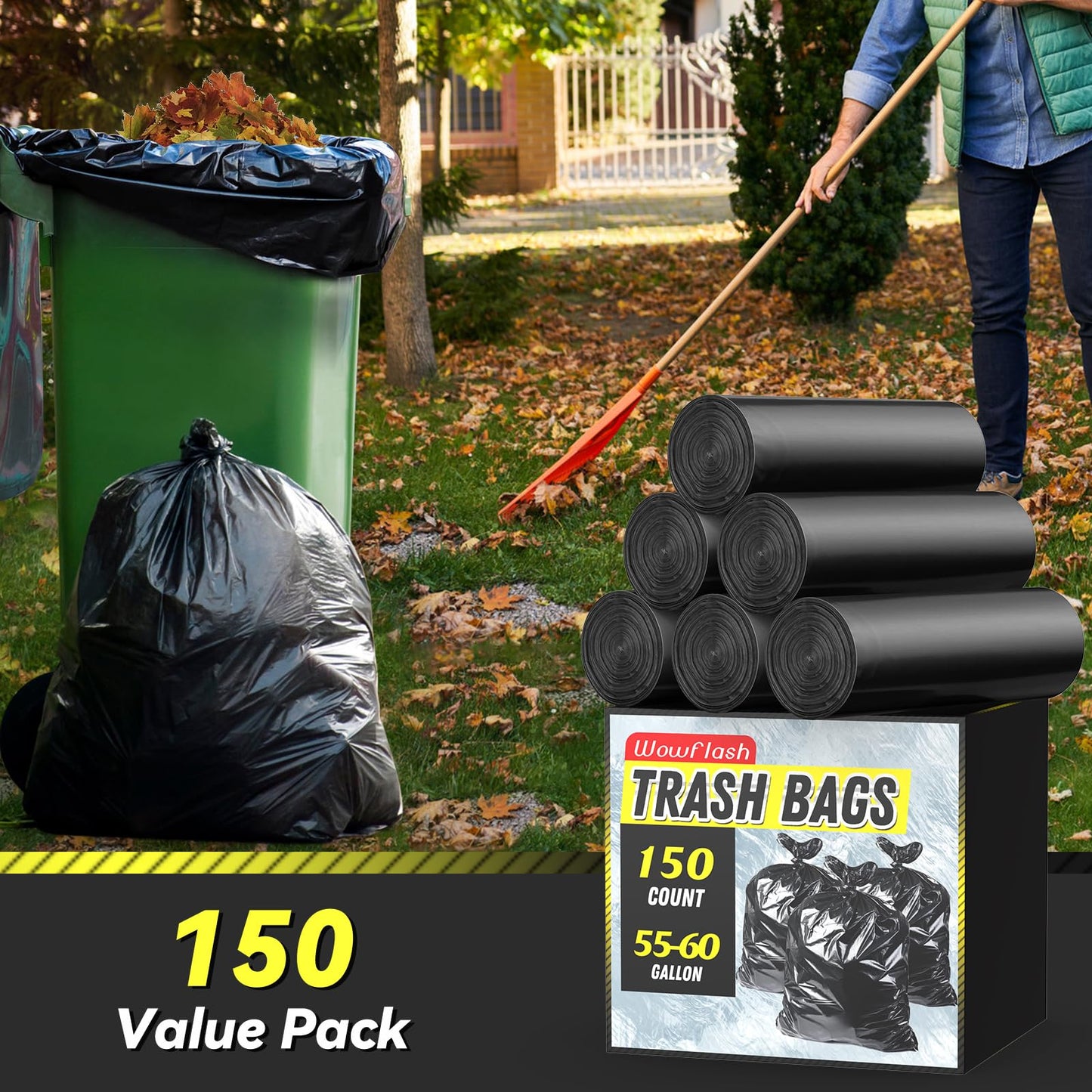 100 Count 17 Micron Extra Heavy Duty 4 Gallon Trash Bags, Sturdy & Tear-Resistant Small Trash Bags for Bathroom & Kitchen