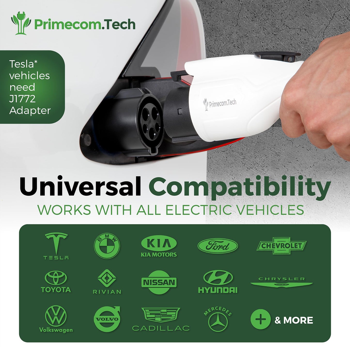 PRIMECOM 80 Amp 22KW 220Volt Level-2 18ft to 50ft Cord Lengths 20X Fast Smart Electric Vehicle EV Charging Station Ford Transit F-150 Lightning Lucid Air Polestar TeslaXS Taycan (30 Feet)
