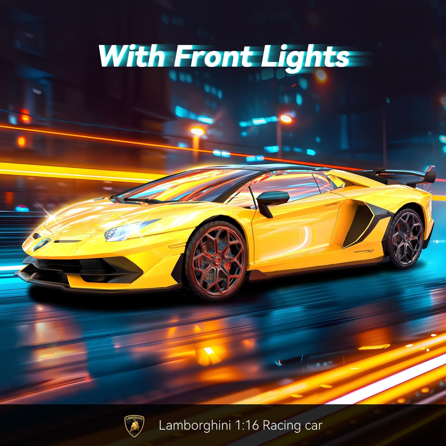 Remote Control Car for Lamborghini, Officially Licensed 1:16 Scale Lambo Hobby Rc Cars with Headlight, 2.4GHz Race Car Toys for Boy Girl 4-12 Years Old, 12Km/h, Birthday Gift