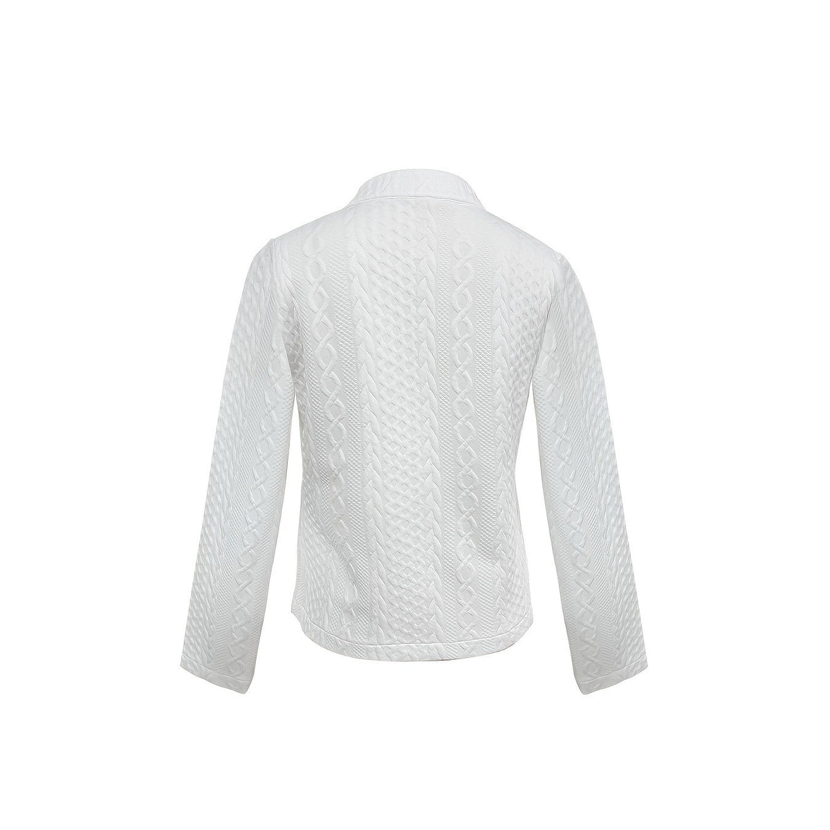 Women’s Textured Stand Collar Jacket – Solid Color