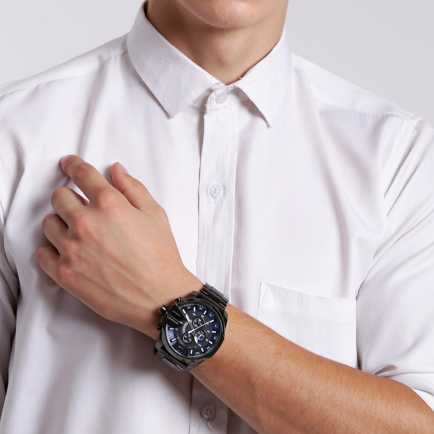 Diesel Mega Chief Stainless Steel Men's Watch with Analog or Digital Movement