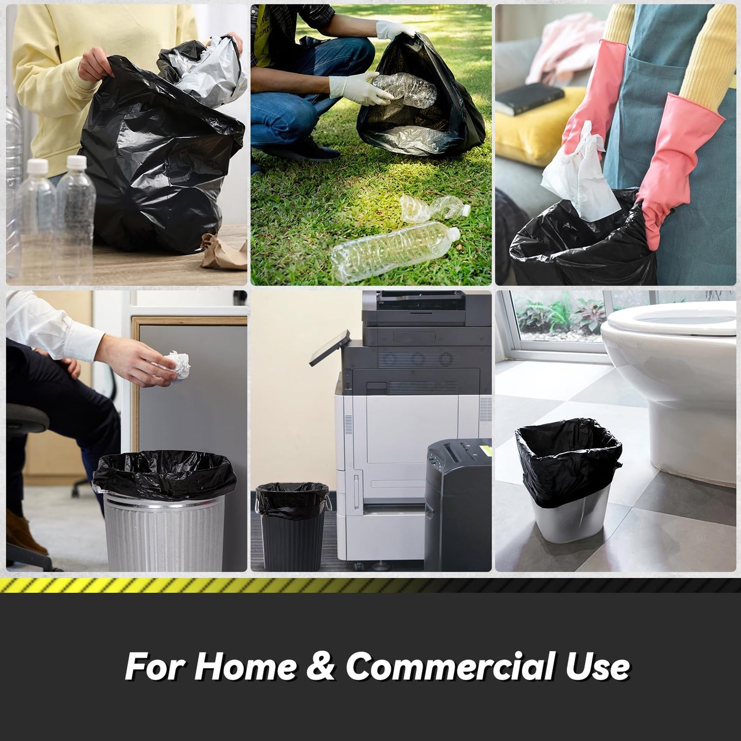 100 Count 17 Micron Extra Heavy Duty 4 Gallon Trash Bags, Sturdy & Tear-Resistant Small Trash Bags for Bathroom & Kitchen
