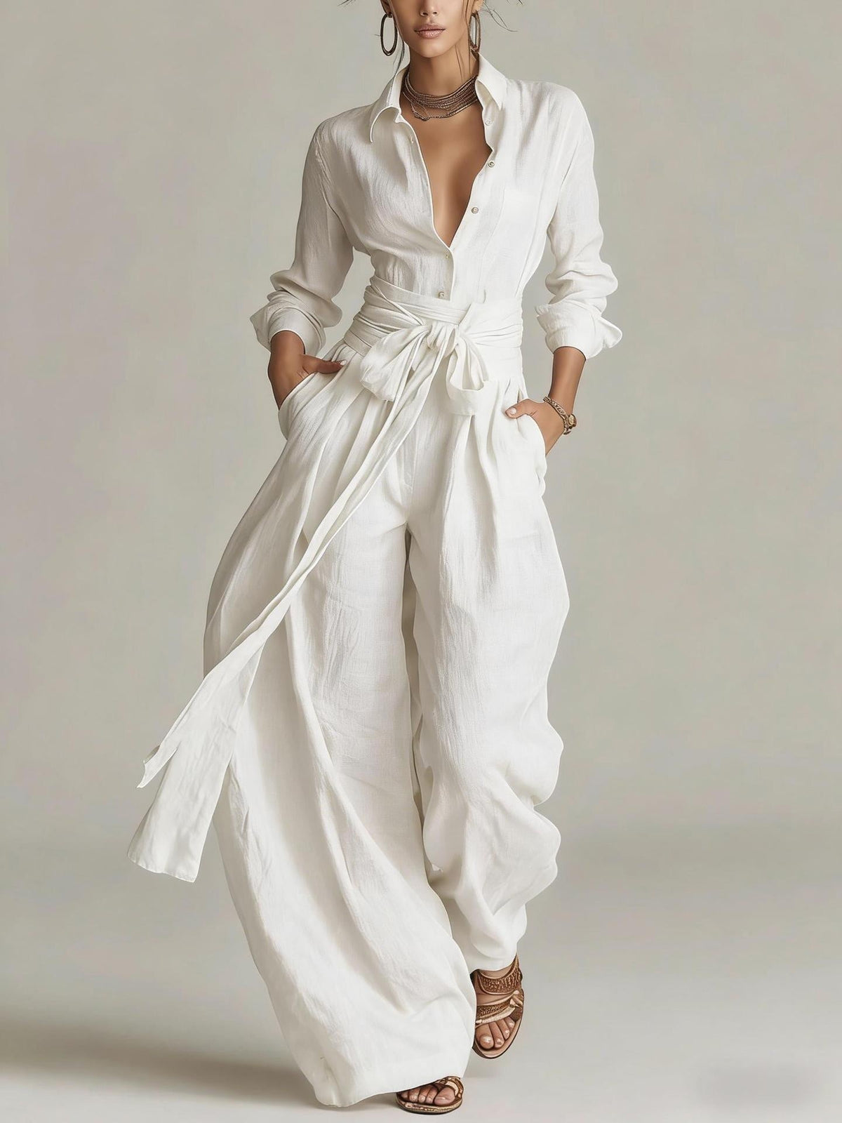 Solid Color Fashion Casual Pants Set for Women