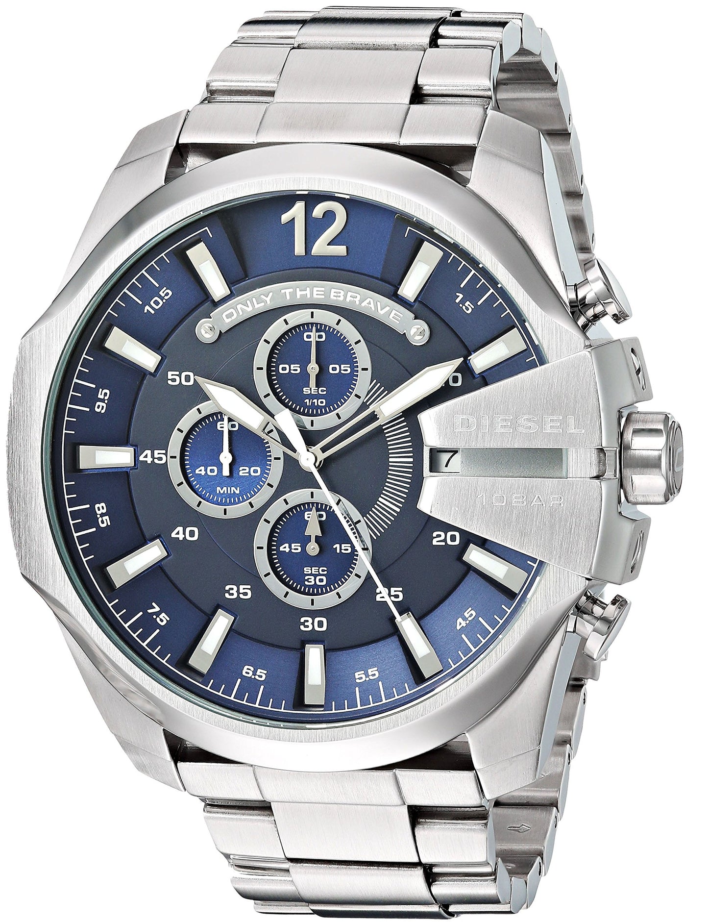 Diesel Mega Chief Stainless Steel Men's Watch with Analog or Digital Movement