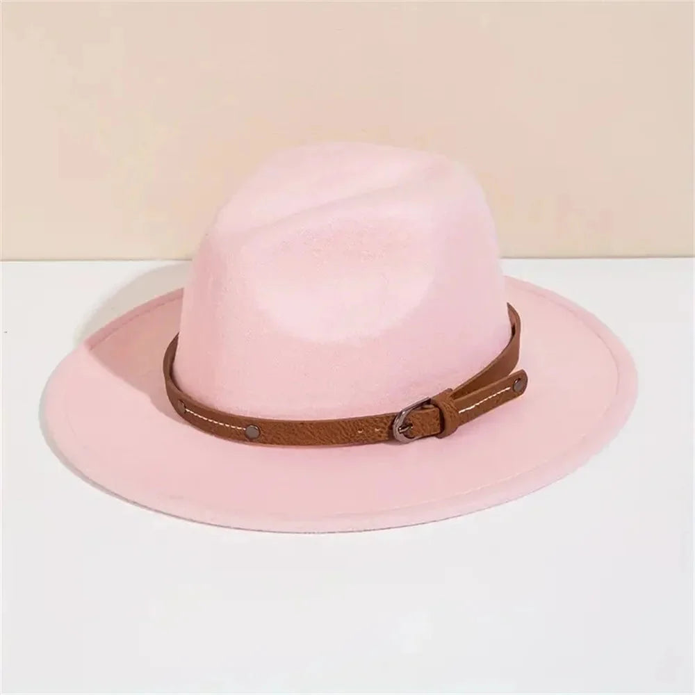Unisex Wool Fedora – Flat-Brim Felt Hat for Fall & Winter