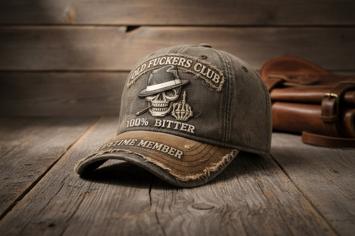 Embroidered Distressed Curved-Brim Baseball Cap | Retro Logo Style