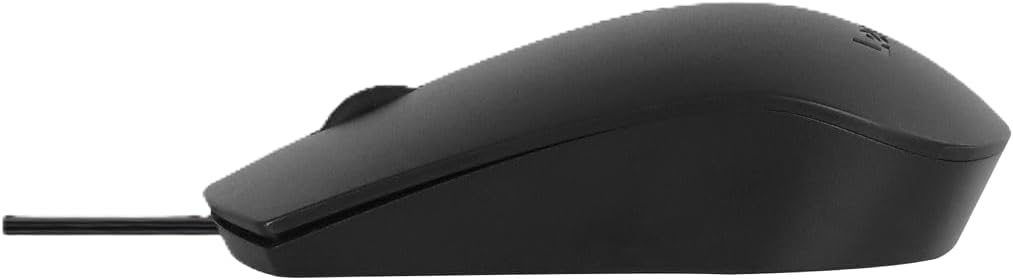 Lenovo 100 Wired USB Computer Mouse for PC, Laptop, Computer with Windows - Full-Size - Ambidextrous Design - 3 Buttons - Red Optical Sensor – Black