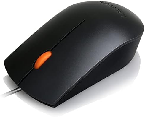 Lenovo 100 Wired USB Computer Mouse for PC, Laptop, Computer with Windows - Full-Size - Ambidextrous Design - 3 Buttons - Red Optical Sensor – Black
