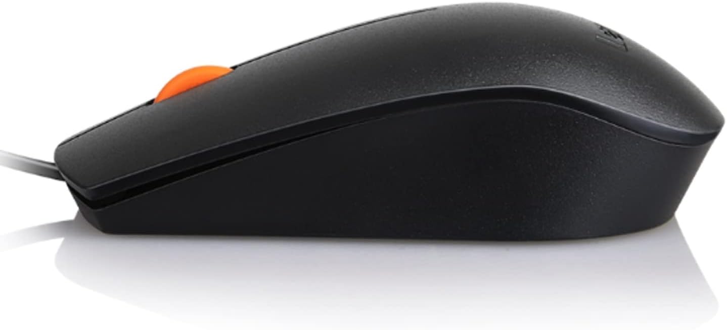 Lenovo 100 Wired USB Computer Mouse for PC, Laptop, Computer with Windows - Full-Size - Ambidextrous Design - 3 Buttons - Red Optical Sensor – Black