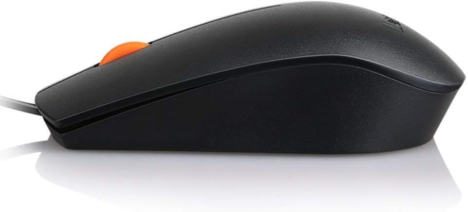 Lenovo 100 Wired USB Computer Mouse for PC, Laptop, Computer with Windows - Full-Size - Ambidextrous Design - 3 Buttons - Red Optical Sensor – Black