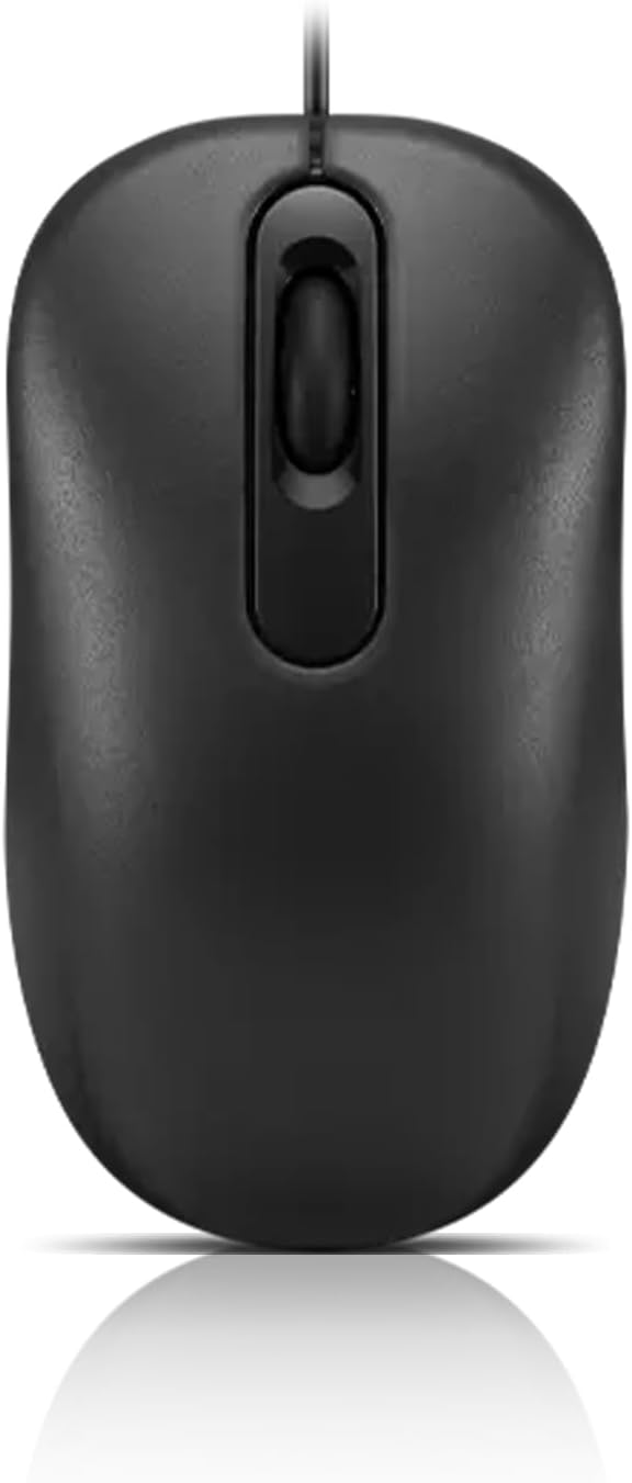 Lenovo 100 Wired USB Computer Mouse for PC, Laptop, Computer with Windows - Full-Size - Ambidextrous Design - 3 Buttons - Red Optical Sensor – Black