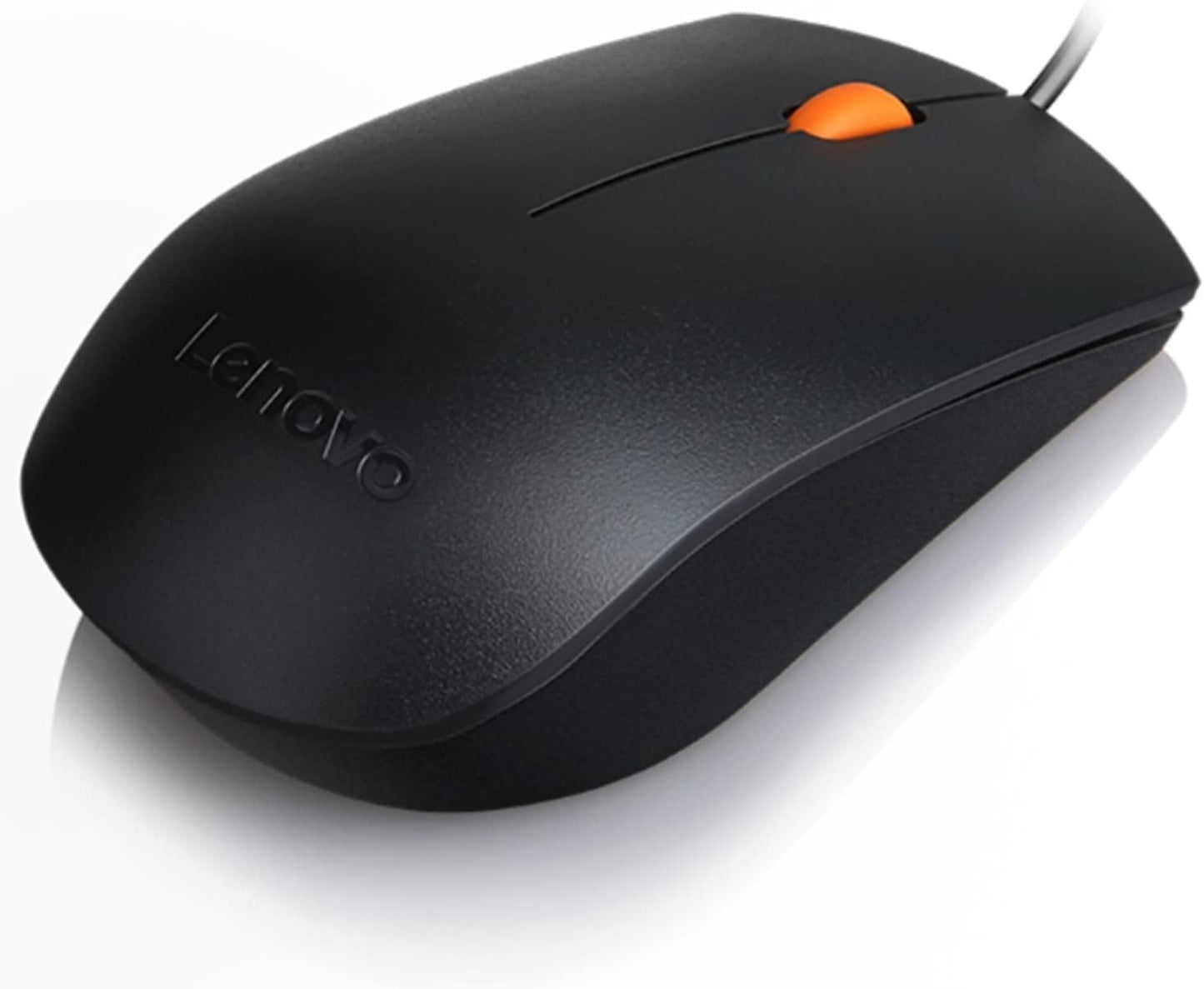 Lenovo 100 Wired USB Computer Mouse for PC, Laptop, Computer with Windows - Full-Size - Ambidextrous Design - 3 Buttons - Red Optical Sensor – Black