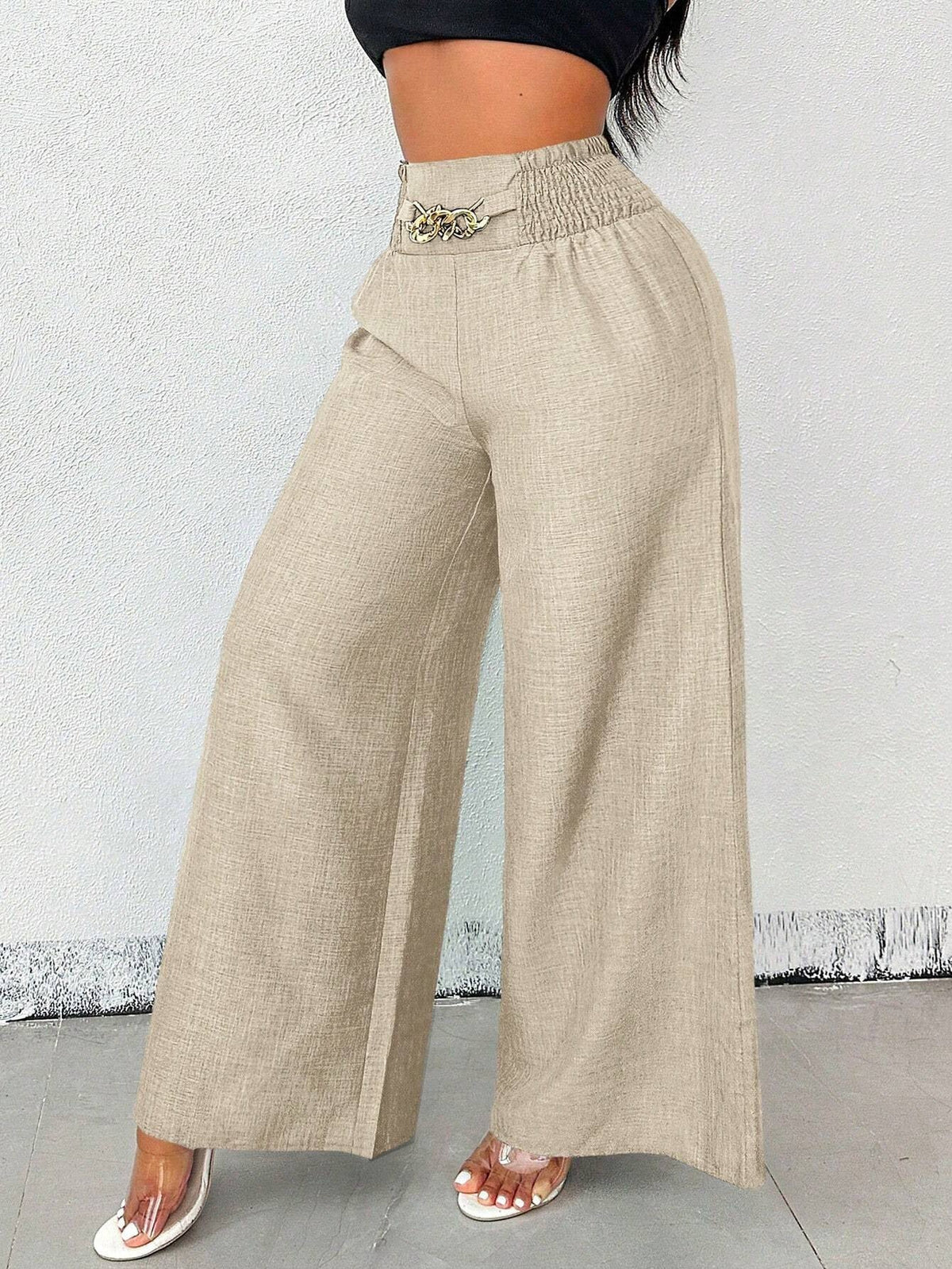 Women's High-Waist Drapey Wide-Leg Pants | Elastic Drawstring 5 Colors