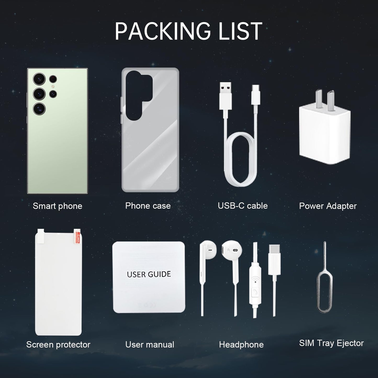 C24 Ultra Unlocked Cell Phones Smartphone 8+256GB/Dual SIM/108MP+48MP Camera/Built-in Pen (Light Cyan)