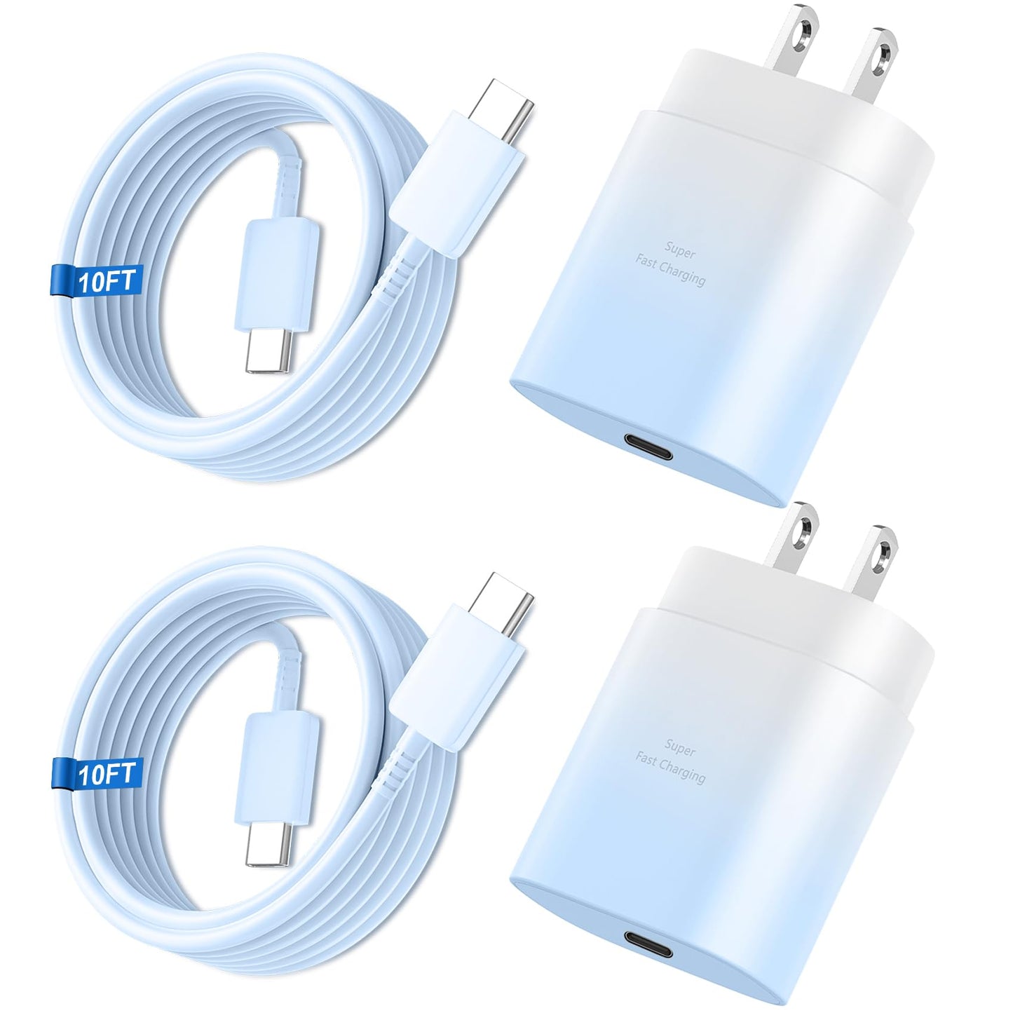 Super Fast Charger Type C, 25W USB C Wall Charger Fast Charging for Samsung Galaxy S26 Ultra/S26/S26+/S25 Ultra/S25/24 Ultra/S24/S23 Ultra/S22 Ultra with 10FT Long Android Type C Charger Cable 2Pack