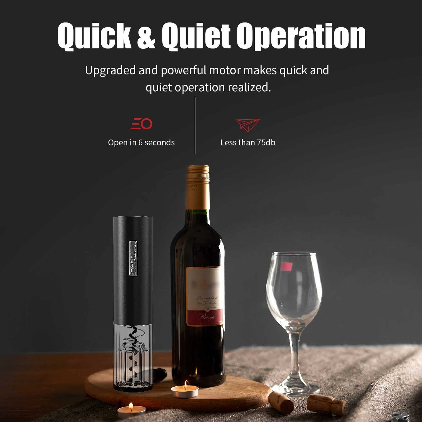 Electric Wine Opener Set TEBIKIN Automatic Wine Bottle Openers Cordless Battery Powered Corkscrew with Vacuum Wine Stoppers Wine Aerator Pourer Foil Cutter for Home Gift Party Valentine's Day