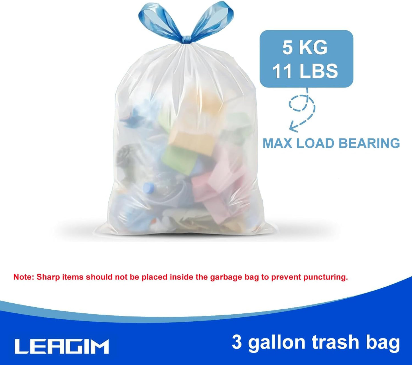 Small Trash Bags 3 Gallon, 360 Count -1.2 Mil Drawstring Mini Garbage Bags, White Plastic Trash Can Liners for Bathroom Accessories, 12 Liter, Bedroom, Dorm Room Essentials, Office