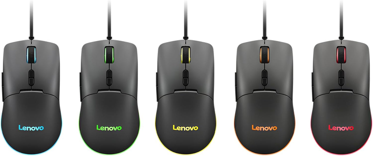 Lenovo 100 Wired USB Computer Mouse for PC, Laptop, Computer with Windows - Full-Size - Ambidextrous Design - 3 Buttons - Red Optical Sensor – Black