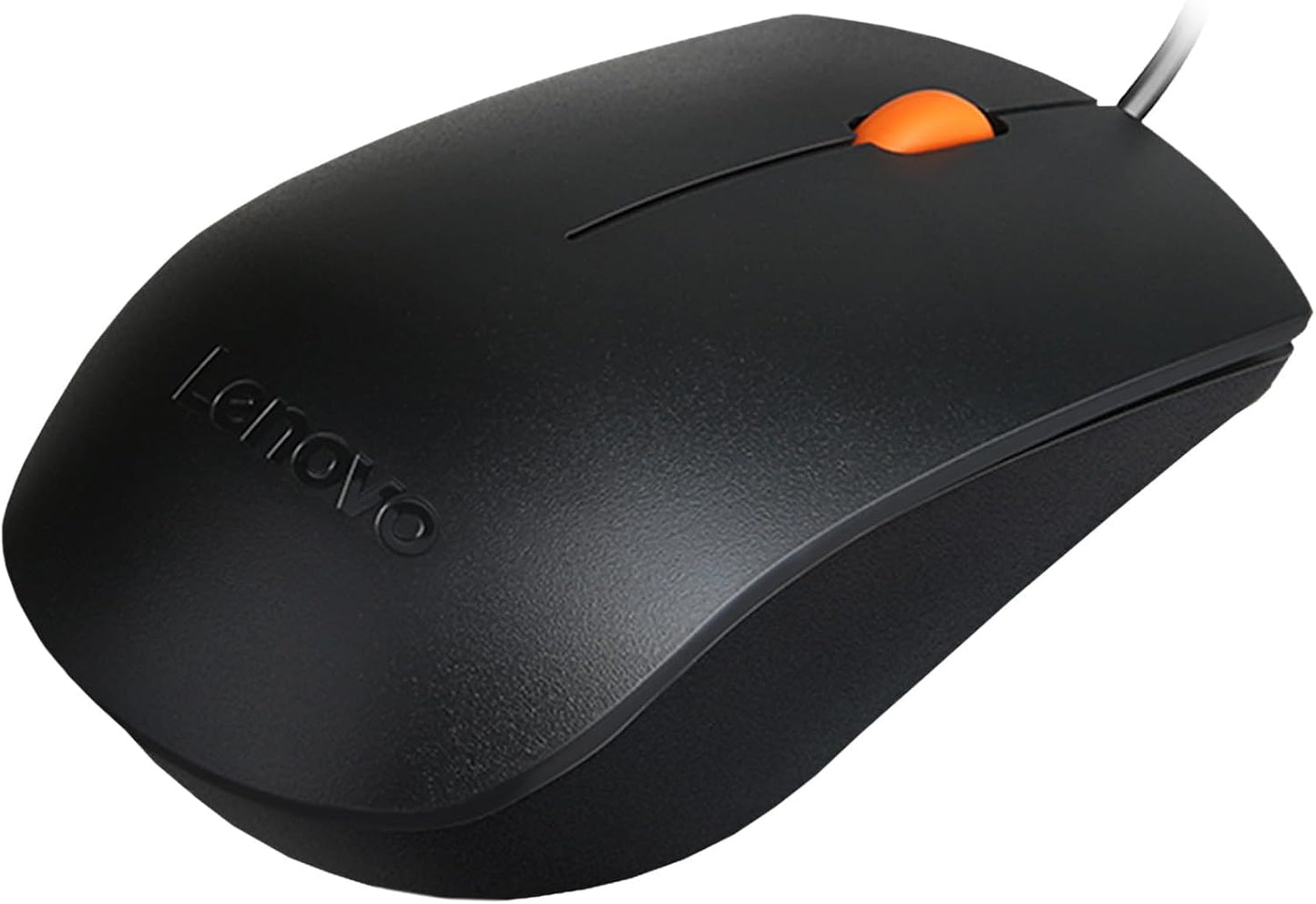 Lenovo 100 Wired USB Computer Mouse for PC, Laptop, Computer with Windows - Full-Size - Ambidextrous Design - 3 Buttons - Red Optical Sensor – Black