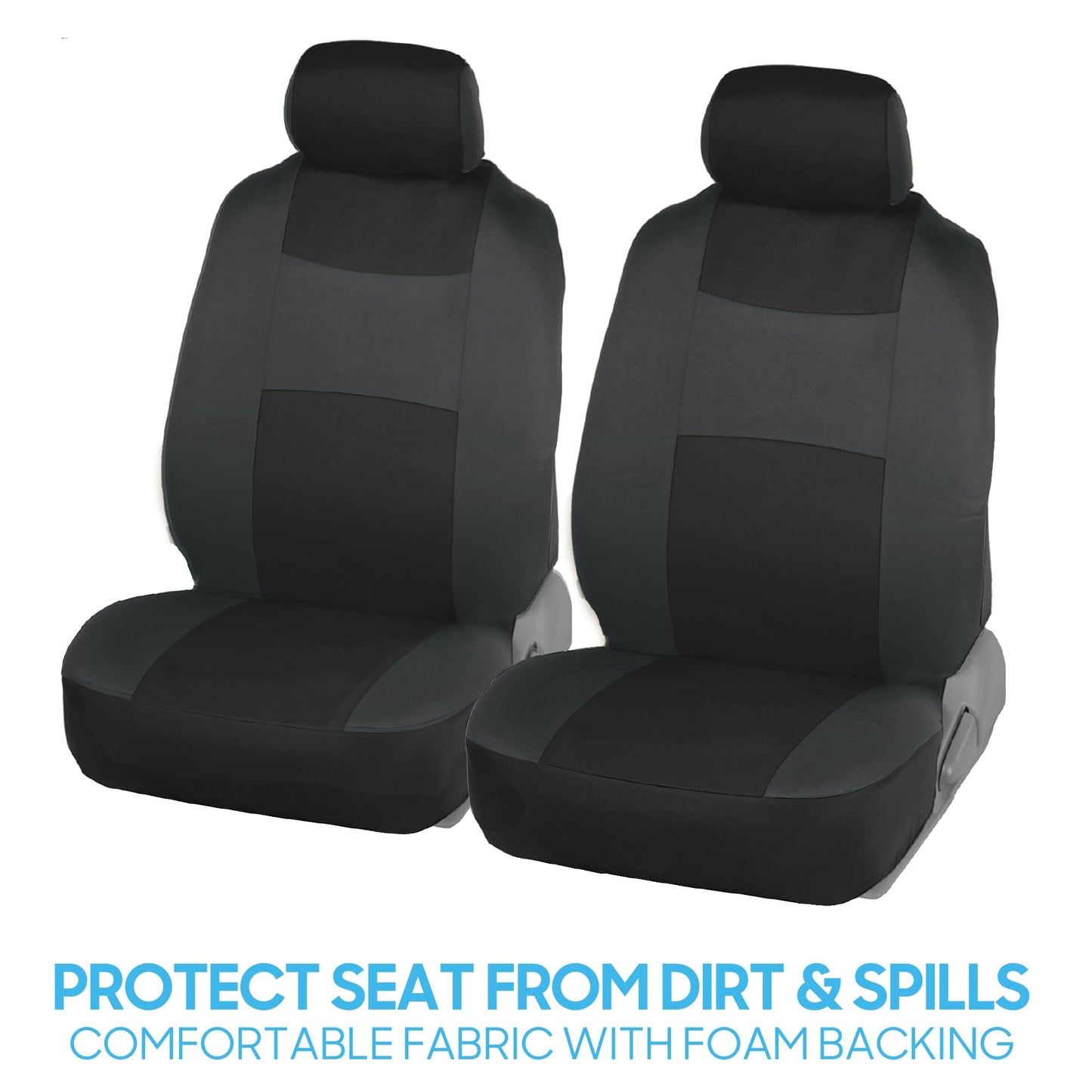 BDK PolyPro Car Seat Covers Full Set in Charcoal on Black – Front and Rear Split Bench for Cars, Easy to Install Cover Set, Accessories Auto Trucks Van SUV
