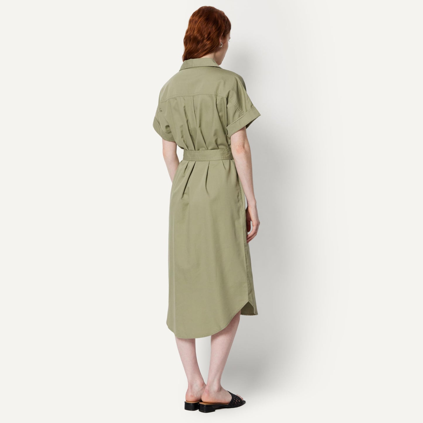 Amazon Essentials Women's Relaxed-Fit Short Sleeve Button-Down Dress with Belt