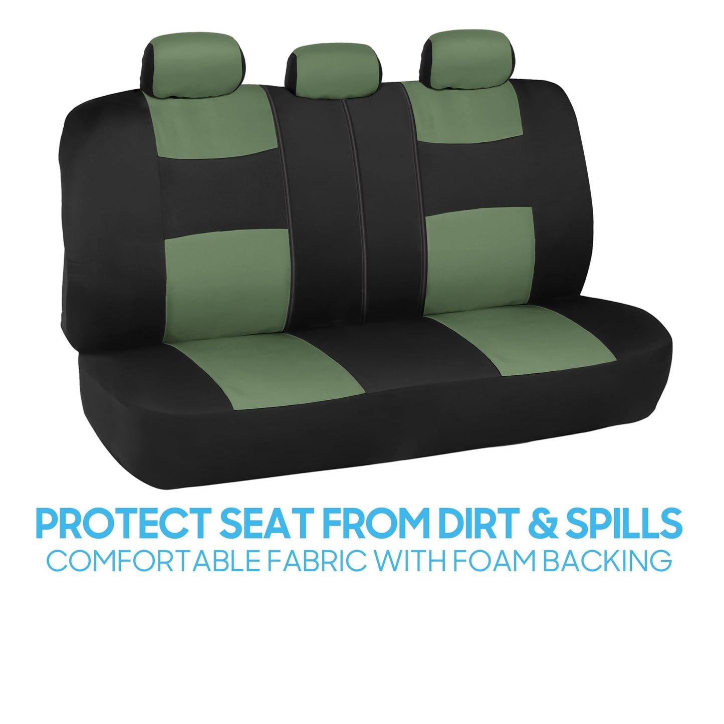BDK PolyPro Car Seat Covers Full Set in Charcoal on Black – Front and Rear Split Bench for Cars, Easy to Install Cover Set, Accessories Auto Trucks Van SUV