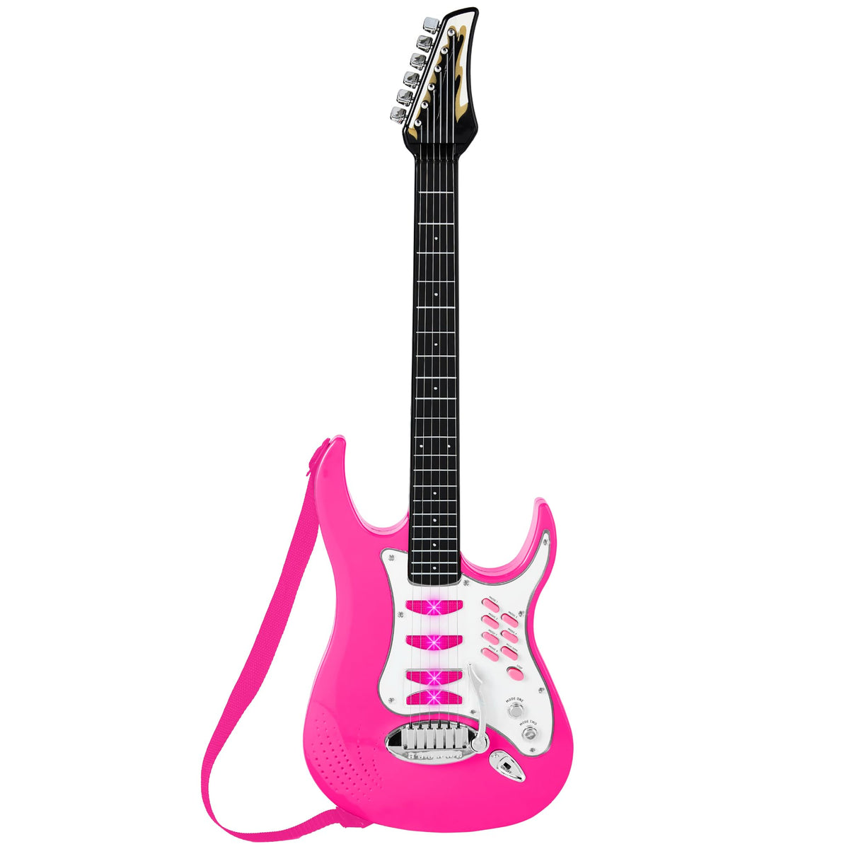 Best Choice Products Kids Electric Guitar Set with Microphone & Amp, Interactive Musical Toy for Boys & Girls, Lights & Sounds, Demo Songs, AUX Input, DIY Stickers - Blue
