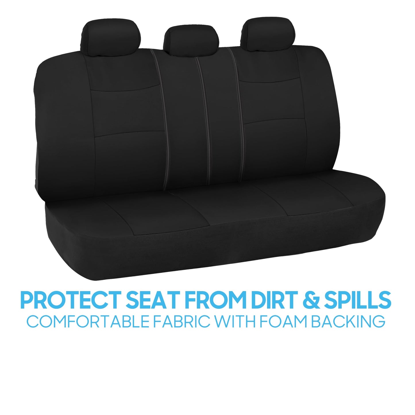 BDK PolyPro Car Seat Covers Full Set in Charcoal on Black – Front and Rear Split Bench for Cars, Easy to Install Cover Set, Accessories Auto Trucks Van SUV
