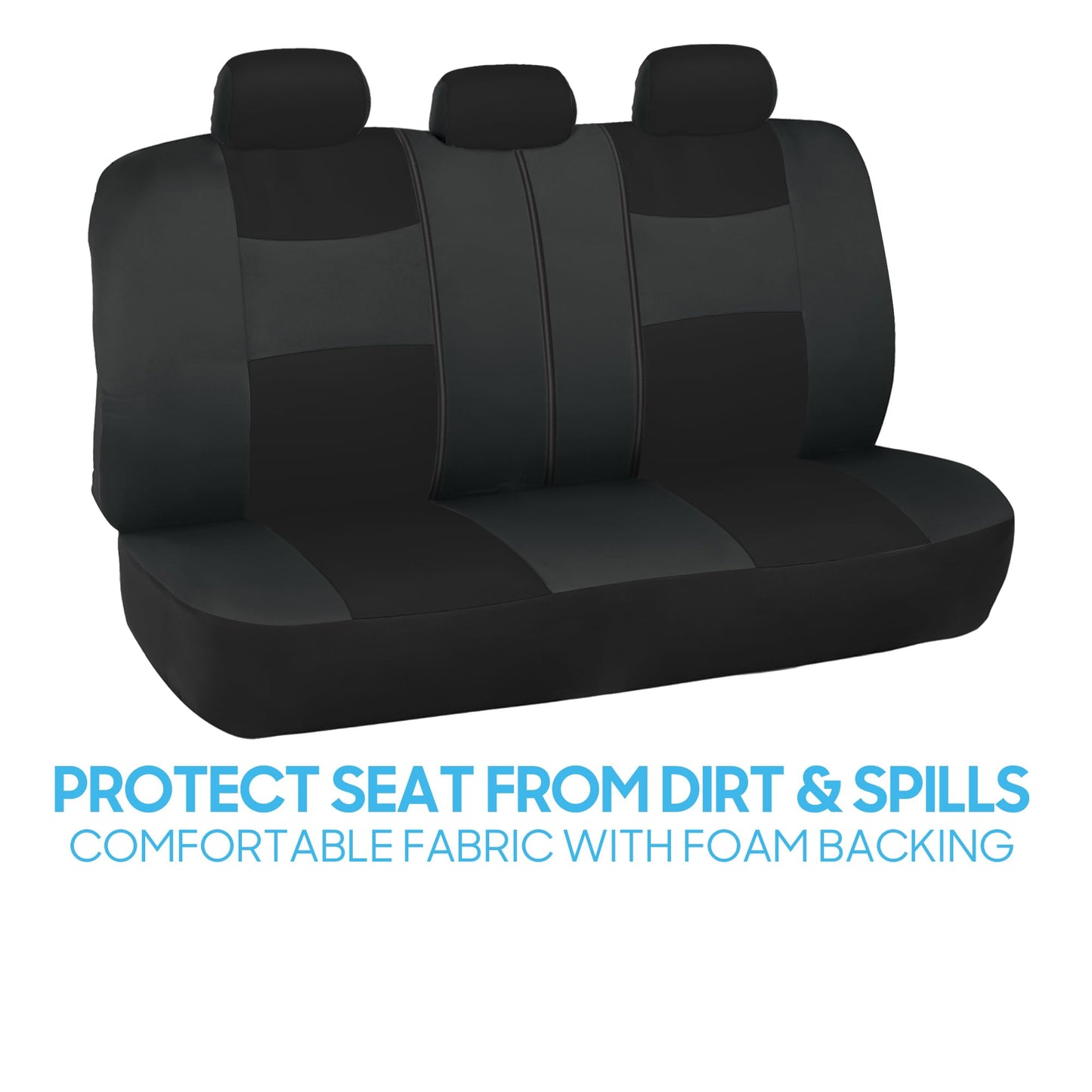 BDK PolyPro Car Seat Covers Full Set in Charcoal on Black – Front and Rear Split Bench for Cars, Easy to Install Cover Set, Accessories Auto Trucks Van SUV