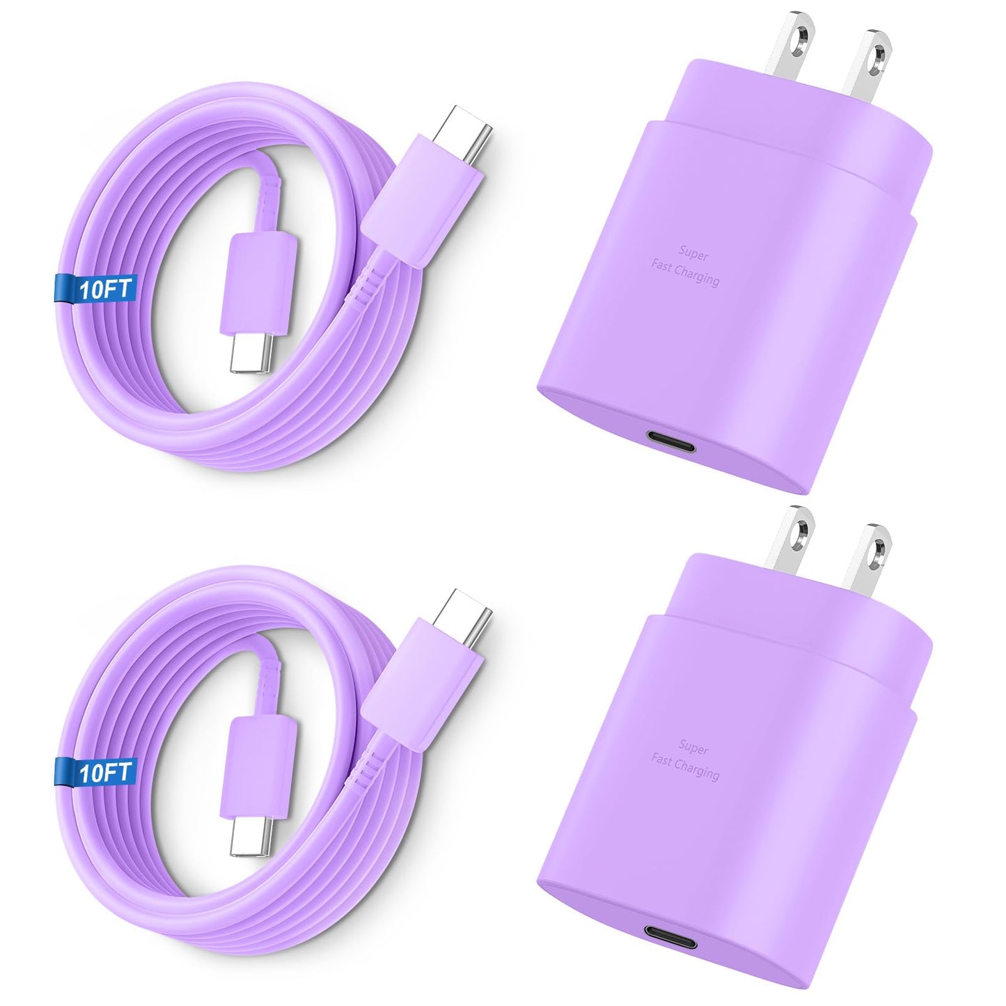 Super Fast Charger Type C, 25W USB C Wall Charger Fast Charging for Samsung Galaxy S26 Ultra/S26/S26+/S25 Ultra/S25/24 Ultra/S24/S23 Ultra/S22 Ultra with 10FT Long Android Type C Charger Cable 2Pack