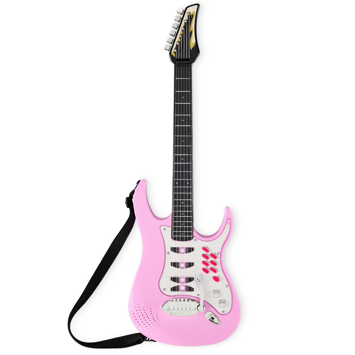 Best Choice Products Kids Electric Guitar Set with Microphone & Amp, Interactive Musical Toy for Boys & Girls, Lights & Sounds, Demo Songs, AUX Input, DIY Stickers - Blue